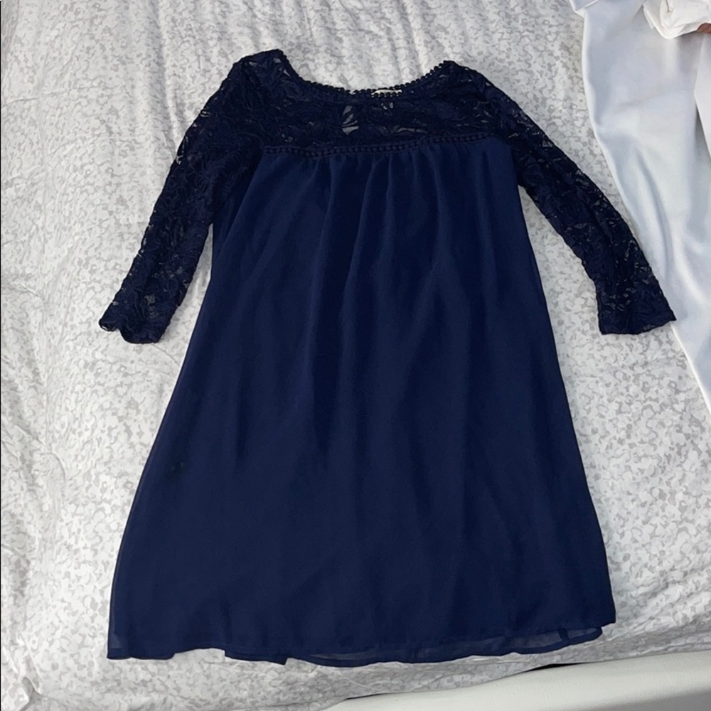 Navy blue dress with lace S